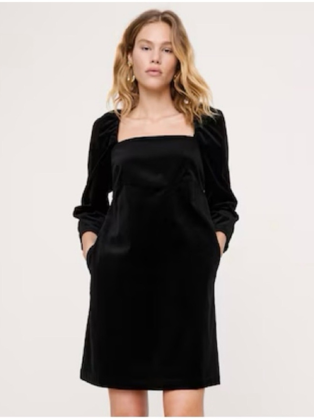 Banana Republic Velvet Puff-Sleeve Mini Dress. Black XXL. New with tags